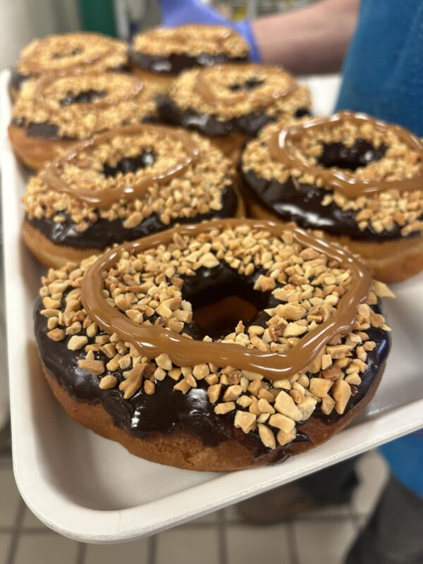 Chocolate Peanut & Caramel Ring Donuts